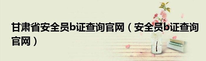 甘肃省安全员b证查询官网（安全员b证查询官网）