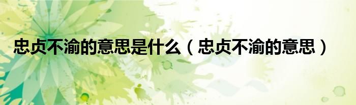 忠贞不渝的意思是什么（忠贞不渝的意思）