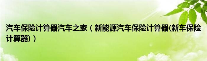 汽车保险计算器汽车之家（新能源汽车保险计算器(新车保险计算器)）