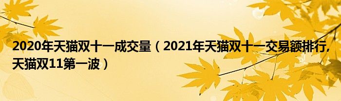2020年天猫双十一成交量（2021年天猫双十一交易额排行,天猫双11第一波）