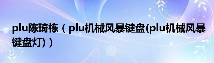 plu陈琦栋（plu机械风暴键盘(plu机械风暴键盘灯)）