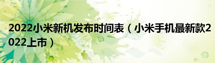 2022小米新机发布时间表（小米手机最新款2022上市）