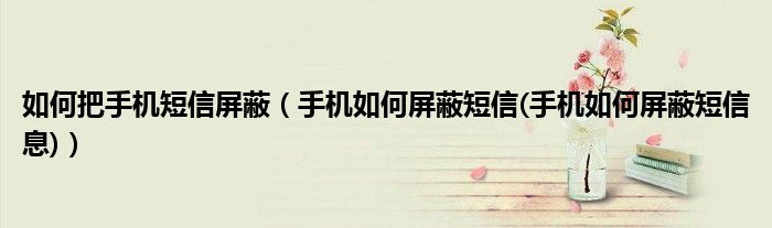 如何把手机短信屏蔽（手机如何屏蔽短信(手机如何屏蔽短信息)）