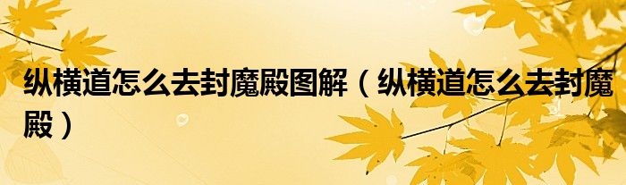 纵横道怎么去封魔殿图解（纵横道怎么去封魔殿）