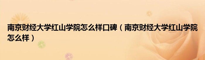 南京财经大学红山学院怎么样口碑（南京财经大学红山学院怎么样）