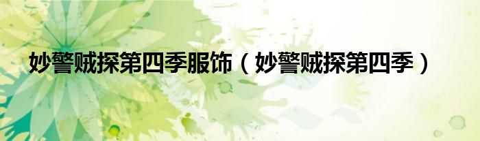 妙警贼探第四季服饰（妙警贼探第四季）