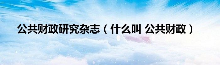 公共财政研究杂志（什么叫 公共财政）