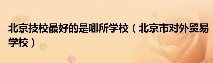 北京技校最好的是哪所学校（北京市对外贸易学校）