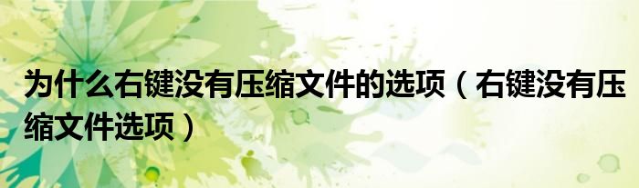 为什么右键没有压缩文件的选项（右键没有压缩文件选项）