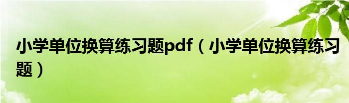 小学单位换算练习题pdf（小学单位换算练习题）