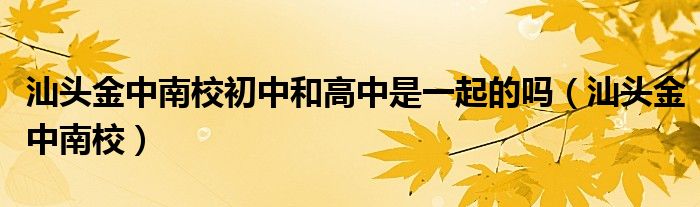 汕头金中南校初中和高中是一起的吗（汕头金中南校）