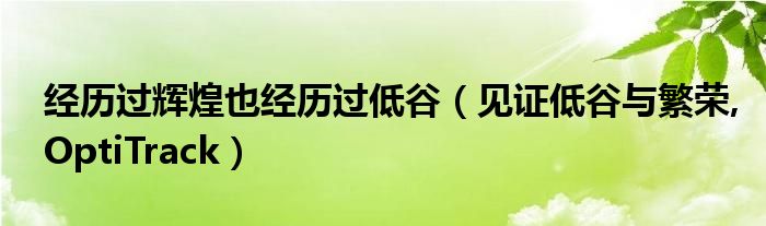 经历过辉煌也经历过低谷（见证低谷与繁荣,OptiTrack）