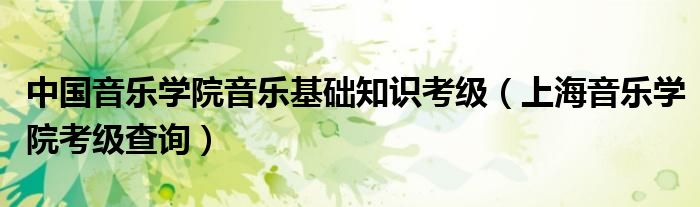 中国音乐学院音乐基础知识考级（上海音乐学院考级查询）
