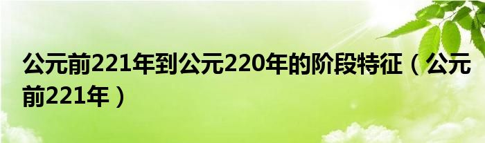 公元前221年到公元220年的阶段特征（公元前221年）