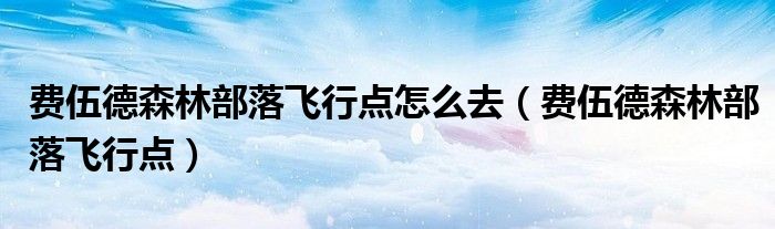 费伍德森林部落飞行点怎么去（费伍德森林部落飞行点）