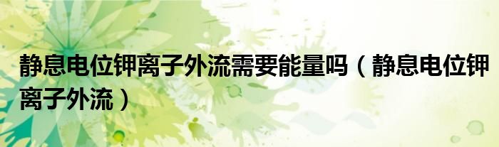 静息电位钾离子外流需要能量吗（静息电位钾离子外流）