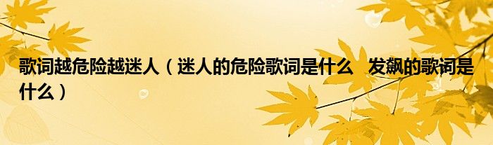 歌词越危险越迷人（迷人的危险歌词是什么   发飙的歌词是什么）
