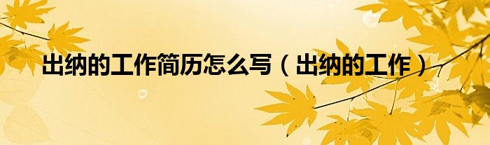 出纳的工作简历怎么写（出纳的工作）