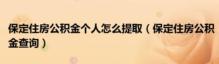 保定住房公积金个人怎么提取（保定住房公积金查询）