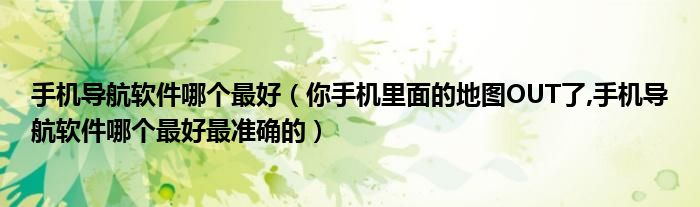 手机导航软件哪个最好（你手机里面的地图OUT了,手机导航软件哪个最好最准确的）