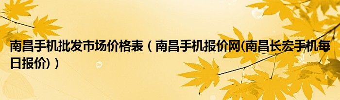 南昌手机批发市场价格表（南昌手机报价网(南昌长宏手机每日报价)）