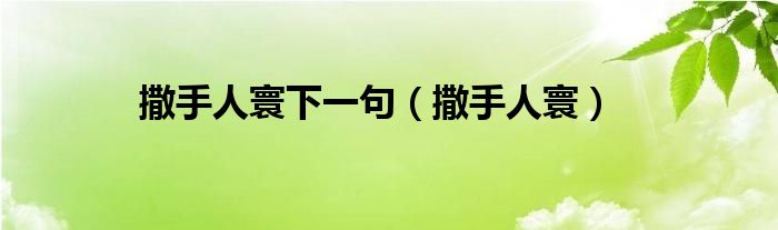 撒手人寰下一句（撒手人寰）