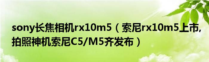 sony长焦相机rx10m5（索尼rx10m5上市,拍照神机索尼C5/M5齐发布）
