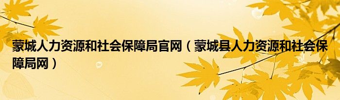 蒙城人力资源和社会保障局官网（蒙城县人力资源和社会保障局网）