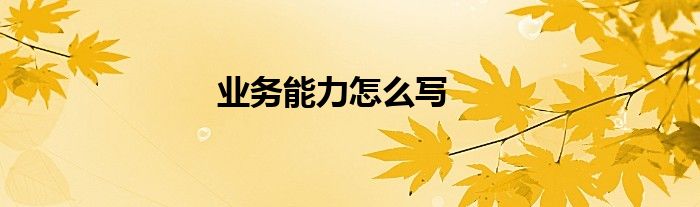 业务能力怎么写