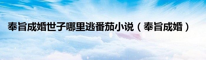 奉旨成婚世子哪里逃番茄小说（奉旨成婚）