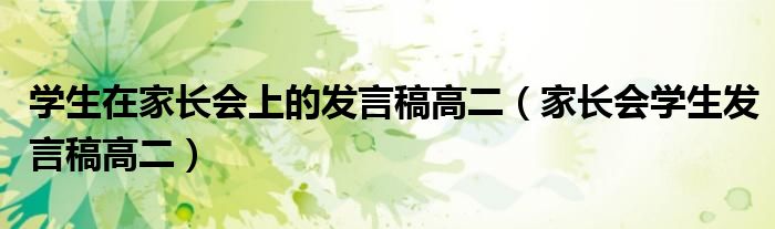 学生在家长会上的发言稿高二（家长会学生发言稿高二）