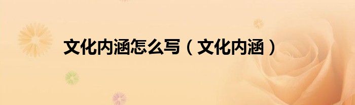 文化内涵怎么写（文化内涵）