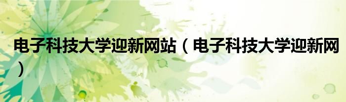 电子科技大学迎新网站（电子科技大学迎新网）