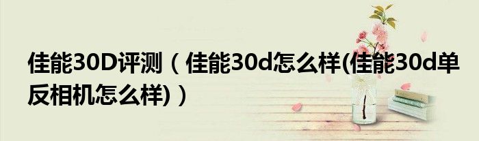佳能30D评测（佳能30d怎么样(佳能30d单反相机怎么样)）