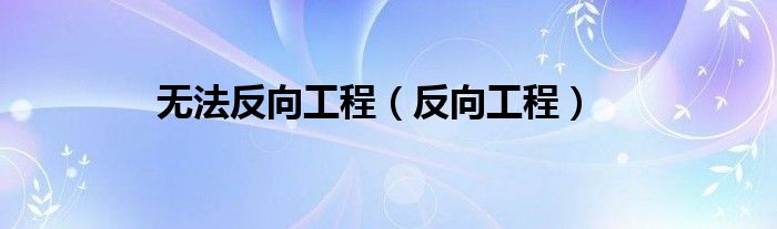 无法反向工程（反向工程）