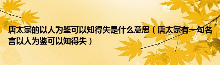 唐太宗的以人为鉴可以知得失是什么意思（唐太宗有一句名言以人为鉴可以知得失）