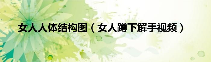 女人人体结构图（女人蹲下解手视频）