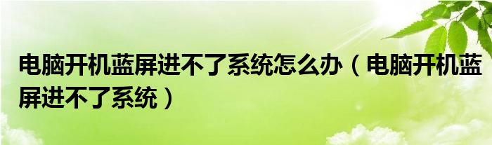 电脑开机蓝屏进不了系统怎么办（电脑开机蓝屏进不了系统）