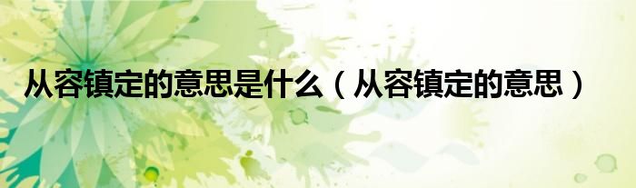 从容镇定的意思是什么（从容镇定的意思）
