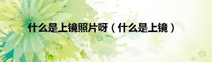 什么是上镜照片呀（什么是上镜）