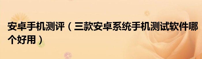 安卓手机测评（三款安卓系统手机测试软件哪个好用）