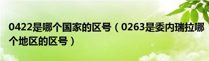 0422是哪个国家的区号（0263是委内瑞拉哪个地区的区号）