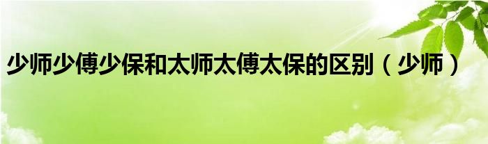 少师少傅少保和太师太傅太保的区别（少师）