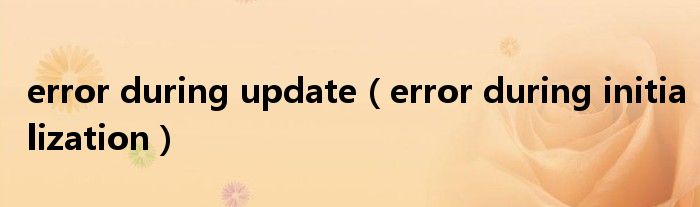 error during update（error during initialization）