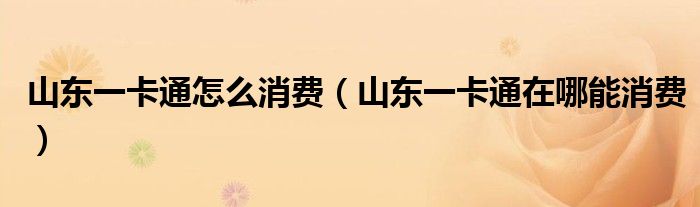 山东一卡通怎么消费（山东一卡通在哪能消费）