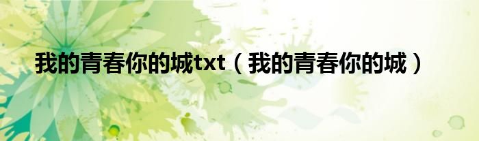 我的青春你的城txt（我的青春你的城）