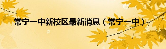 常宁一中新校区最新消息（常宁一中）