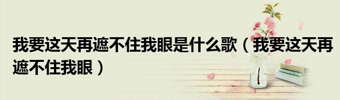 我要这天再遮不住我眼是什么歌（我要这天再遮不住我眼）