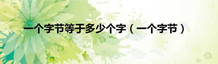 一个字节等于多少个字（一个字节）