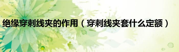 绝缘穿刺线夹的作用（穿刺线夹套什么定额）